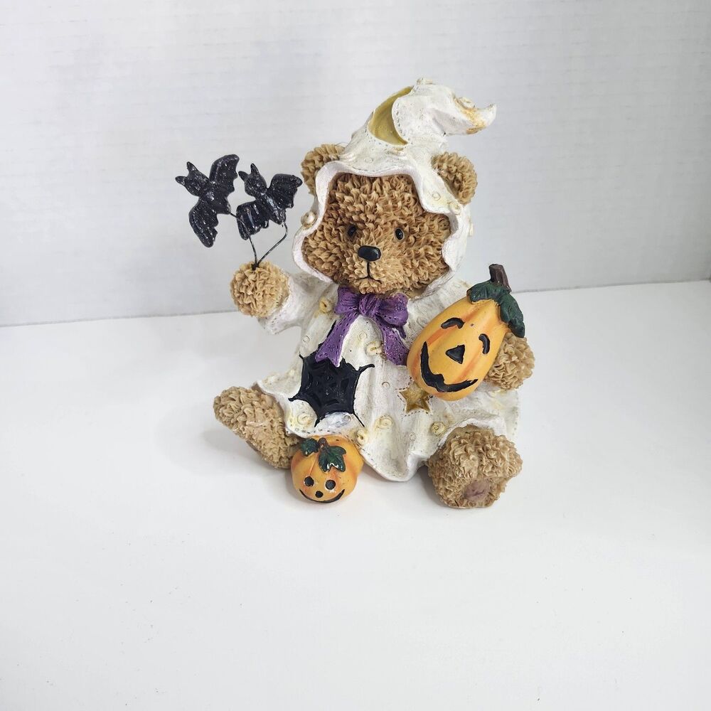 Vintage Wizard Bear Halloween Witch Magical Bat Jack O Lanterns